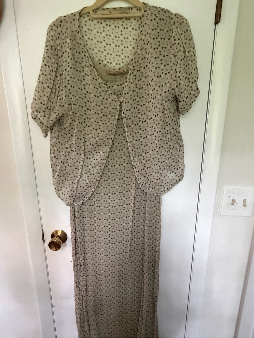 Sacred Threads Beige Maxi Dress with Dark Dot Print
